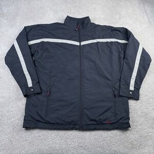 Vintage Nike Jacket‎ Mens Large Black Lined Full Zip Windbreaker Coat Y2K